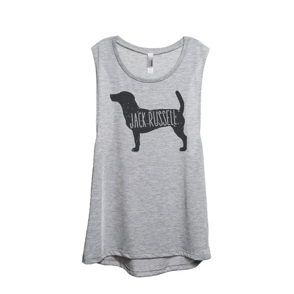 Thread Tank Jack Russell Dog Silhouette Women's Sleeveless Muscle Tank Top Sport Grey Small