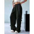 thumbnail image 6 of Women'S Loose Sweatpants Elastic Waist Casual Wide Leg Pants with Pockets Y2K Travel Pants Black M, 6 of 10