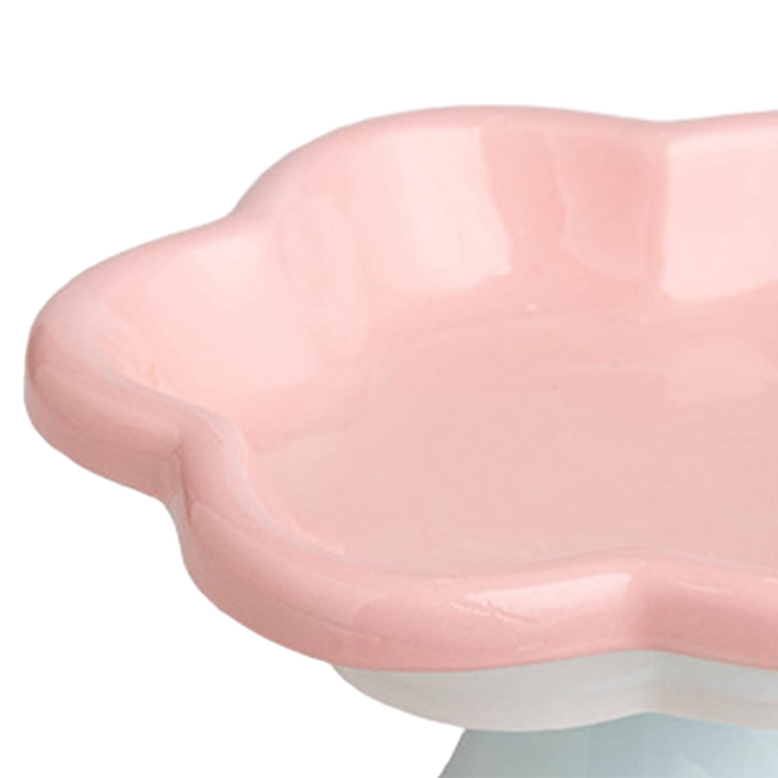Gazechimp Ceramic Raised Cat Bowls Food Feeding Cat Feeding Bowls for Small Medium Dog Pink