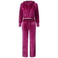 thumbnail image 5 of Hanerdun Women 2PCS Workout Set Female Hooded Long Sleeve Tracksuit Sweatsuit Purple XL, 5 of 5