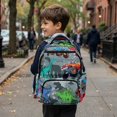 thumbnail image 3 of Yspwyqan Grey Dino Truck Backpack for Teen Boys, 17" Large Capacity Daypack, 600D Front Pocket Lightweight Bookbag for Elementary Middle High School, 3 of 7