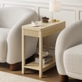 thumbnail image 4 of Aufeile End Table, Narrow Fluted Boho Wood Side Table with Storage Shelf, Small Space Accent Table, Natural, 4 of 9
