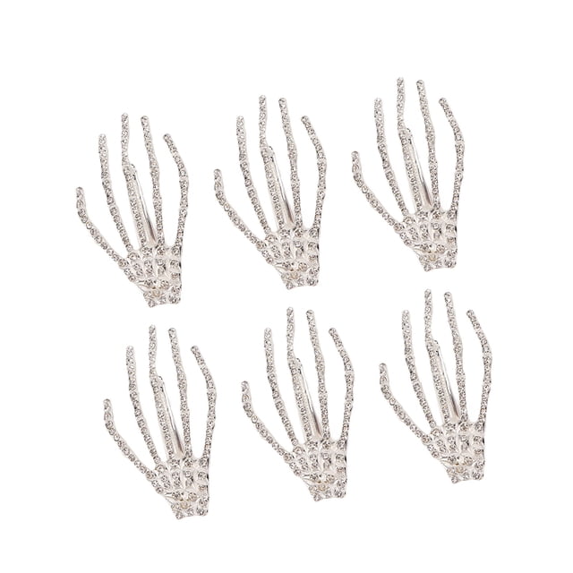 Pinza Para El Cabello Con Forma De Mano De Esqueleto, Horquilla Con Calavera Para Mujeres Y Niñas, 6 Piezas, Decorativa Innovadora Fácil De Arreglar Para Fiesta De Cumpleaños