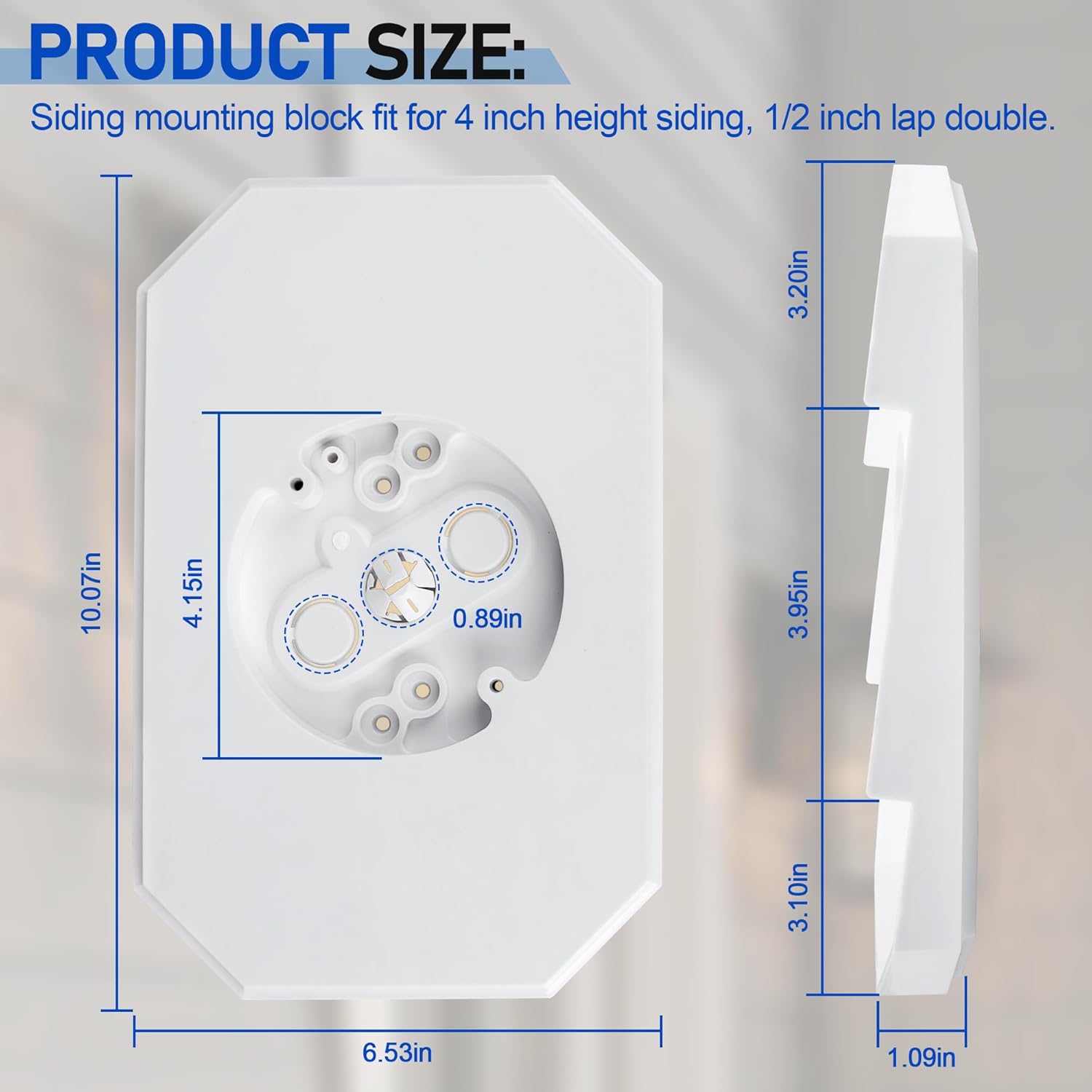 ABCISI Siding Mounting Block 8141DBL, Vinyl Siding Mounting Block Outdoor Light Mount Plate Kit with Built-in Electrical Box for 1/2 inch Lap Double, White Outdoor Light Plate