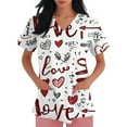 thumbnail image 3 of longantii Valentines Day Printed Scrub Tops Women V Neck Short Sleeve Plus Size Scrubs for Womens Nursing Uniforms Shirts with Pockets White XXXL, 3 of 5