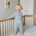 thumbnail image 2 of Byoo Boy 2-Piece Ribbed Outfit Set Solid Color Long-Sleeve Henley Bodysuit Pants Soft Baby Outfits Comfy Romper Set, 2 of 9