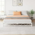 thumbnail image 6 of Queen Size Metal Platform Bed Frame, 8-Inch Low Profile, Wave Pattern Slat Support, No Box Spring Needed, Easy Assembly, White, 6 of 7