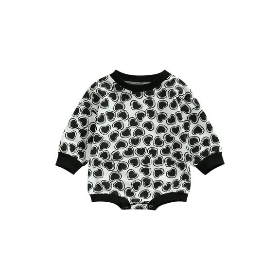 Bagilaanoe Newborn Baby Girl Boy Oversized Rompers Heart Print Long Sleeve Bodysuits 3M 6M 12M 18M Infant One Piece Short Jumpsuit