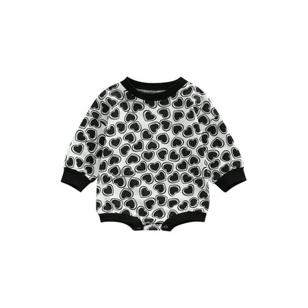

Xkwyshop Newborn Baby Girls Valentine s Day Clothes Oversized Sweatshirt Romper Long Sleeve Bodysuit Sweater Tops 6-12 Months