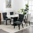 thumbnail image 3 of LegaHome Dining Room Chairs Set of 4, Modern Upholstered Velvet and PU Leather Dining Chair with Nailhead Trim and Solid Wood Legs, Tufted Button Padded Chairs Set for Kitchen Dining Room, Gray&Black, 3 of 9