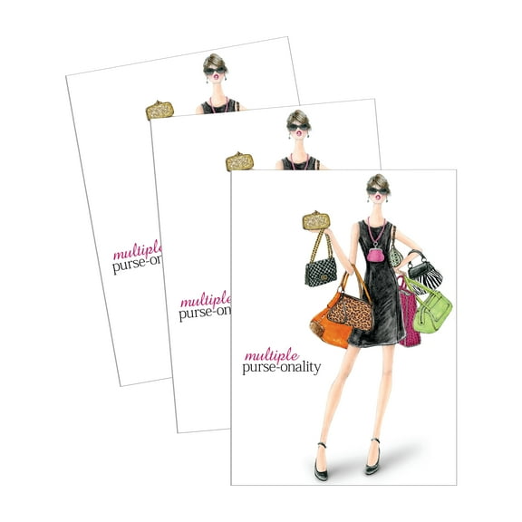Funny Women's Birthday Greeting Card (5" x 7") by Ann Scott Design | 3 Pack   3 Envelopes (Purses)