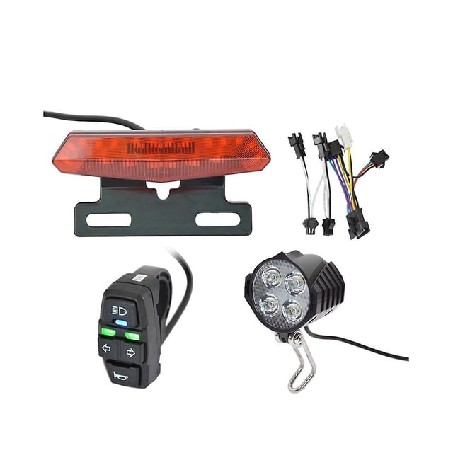 Kit de luz trasera para bicicleta eléctrica, botón de interruptor de bocina de cinco estrellas, luz delantera, luz trasera, luz de freno y luz de giro