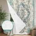 thumbnail image 4 of Xipuska Beige Teal Boho Shower Curtain - Water Repellent Fabric Shower Curtains Washable, Medieval Vintage Ethnic Floral Abstract Decorative Cloth Bathroom Curtains Modern Bath Decor 36"x72", 4 of 6