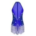 thumbnail image 4 of iiniim Women Shiny Latin Dance Leotard Fringe Salsa Tango Flapper Dress Cha Cha Cocktail Tassel Dress Blue XXL, 4 of 7