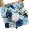 thumbnail image 1 of Flores Artificiales Serwalin Rosas Azules de Seda x16, 1 of 7