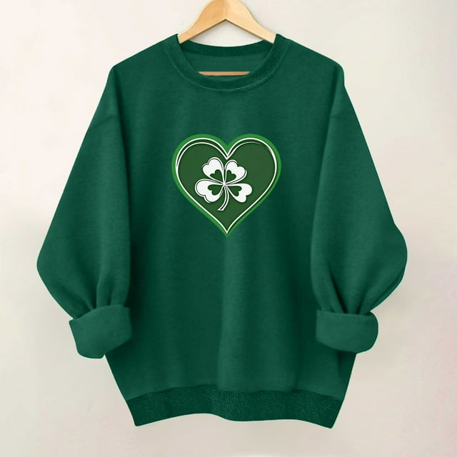 Xuyuer Women's St. Patrick's Day Green Long Sleeve Sweatshirt Funny Casual Irish Shirt