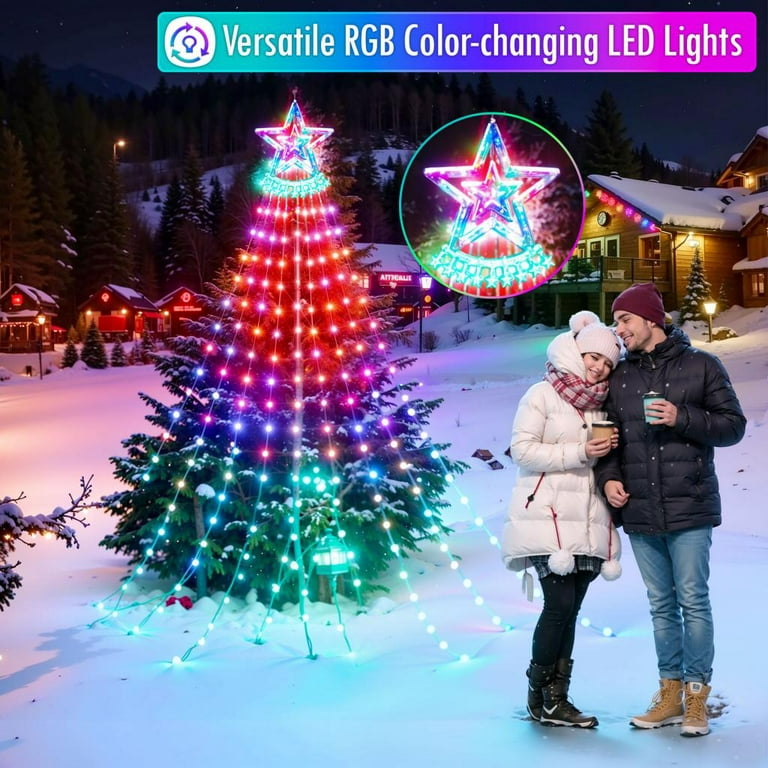 With Remote Control Christmas Tree Lights, 9 Christmas Tree Waterfall  Lights, 8 Mode Waterproof Fairy Lights Indoor And Outdoor Christmas Tree  Decorat