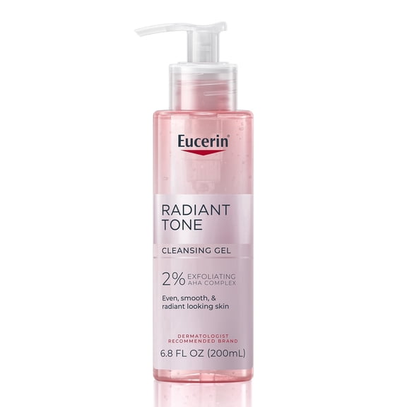 Eucerin Radiant Tone Cleansing Gel, Face Cleanser with AHA Complex, 6.8 Fl Oz Bottle