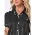 thumbnail image 4 of DARING DIVA Women's Satin Front Single Pocket Pajamas Sets M Black, 4 of 7