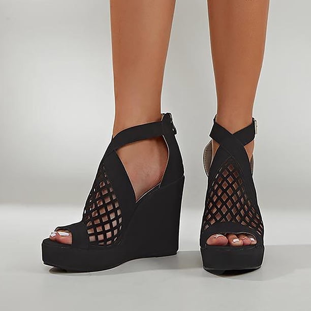 Nuevas sandalias de cuña Zapatos de mujer ahuecados con boca de pez de fondo grueso para mujer Wmkox8yii sa3544