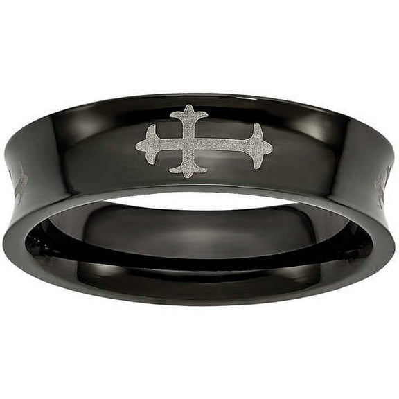 Primal Steel Titanium Cross Black IP-plated 6mm Concave Band
