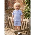 thumbnail image 6 of BemeyourBBs 2Pcs Toddler Baby Boy Summer Outfits Infant Baby Boys Summer Clothes Short Sleeve Lapel Collar Solid Color Jacquard Shirt Tops and Elastic Waist Shorts Set, 6 of 9