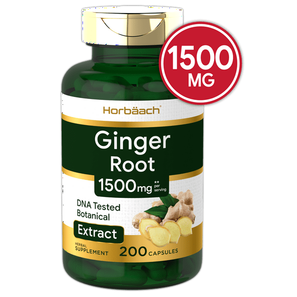 Ginger Root Capsules 1500 mg 200 Pills DNA Tested, NonGMO, Gluten