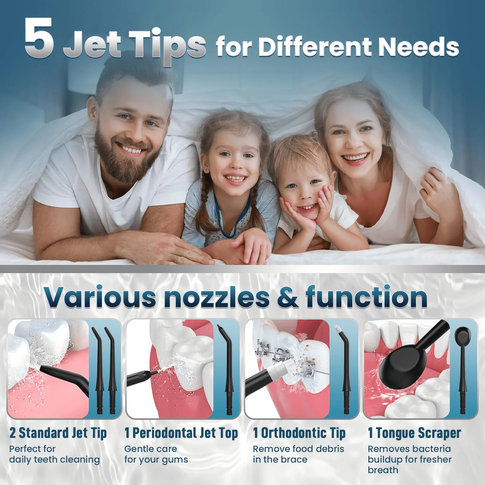 Water Flosser for Teeth Cordless: 300ML Cordless Oral Irrigator with DIY Pressure for Braces and Family, 4 Modes & 5 Jet Tips, 30-Day Battery, IPX7 Waterproof Dental Flosser for Daily Oral Care Trave