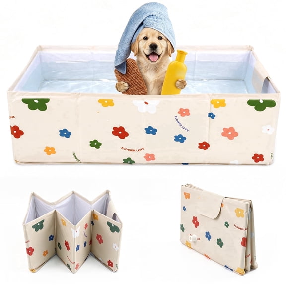 ZALALOVA Foldable Dog Bathtub, Collapsible Pet Bath Tub for Small Medium Dogs, Portable Space Saving Puppy Washing Basin for Shower