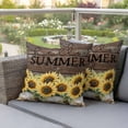 thumbnail image 3 of 2 Pack Outdoor Waterproof Throw Pillow Covers,Summer Vintage Sunflowers Brown Wood Decorative Square Patio Pillowcases for Chair Couch Sofa 16x16in, 3 of 9