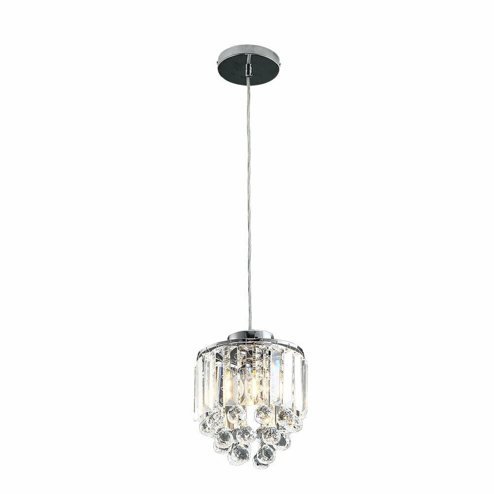 Fichiouy 2pcs LED Crystal Chandelier Pendant Fixture Kitchen Island Light Hanging Lamps E26