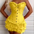 thumbnail image 2 of Women's Tennis Skirts Summer Multilayer Lace Trim Beachy Flowy Tiered Hemline Holiday Resort Wear Skirt For Women Yellow S, 2 of 4