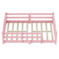 thumbnail image 6 of Harper & Bright Designs Full Montessori Floor Bed with Safety Guardrails, Solid Wood Floor Bed with Fence for Girls and Boys Bedroom, Pink, 6 of 11