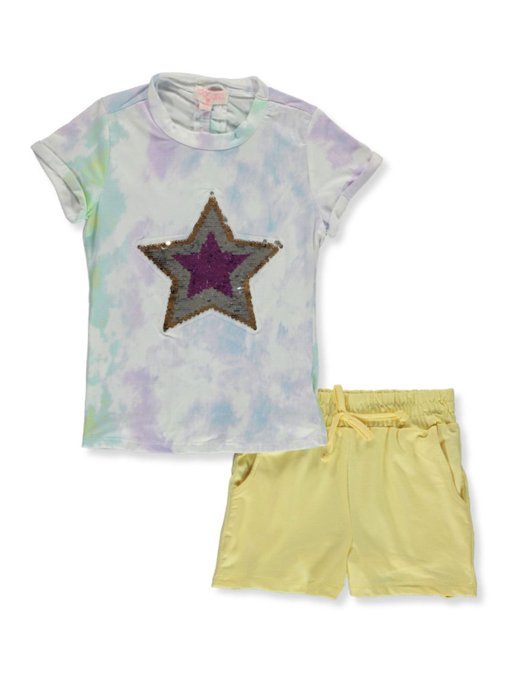 RMLA Girls Glitter Rainbow Unicorn 2-Piece Shorts Set Outfit