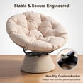 thumbnail image 6 of Dovov Papasan Chair, 360 Degree Swivel Papasan Accent Chair with Cushion, Oversized Ergonomic Chair Comfy Metal Round Swivel Chair Lounger for Living Room Bedroom Office, 440 Lbs Capacity, Beige, 6 of 10