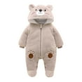 thumbnail image 2 of Newborn Onesies Boy Newborn Bear Fleece Snowsuit Hooded Winter Jumpsuit Baby Rompers Girl Grey 3-6 Months, 2 of 9