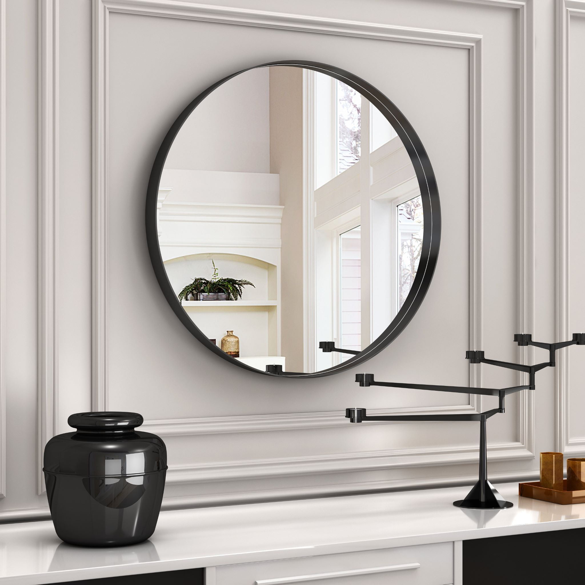 Wooden Mirror Wall Mirror Toilet Mirror Mirrored Jewelry Gift for Her Makeup Mirror,Dressing Mirror Round Mirror Housewarming Gift