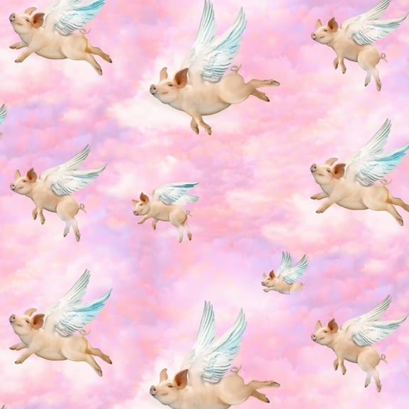 If Pigs Could Fly Pink Clouds Wings Premium Roll Gift Wrap Wrapping Paper