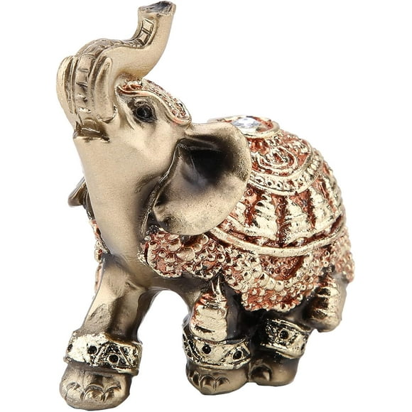 ZOUSSIQI Lucky Feng Shui Golden Elephant Statue for Women Elephant Figurines with Trunk Up Statue Sculpture Wealth Figurine Gift Home Decoration(S Golden) CA919-66272