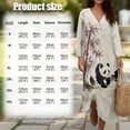 thumbnail image 6 of DISNIMO Panda Print Womens Summer Casual Maxi Dress Linen Style V Neck Dresses 3/4 Sleeve Loose Shift Dress Fashion Long Dresses, S, 6 of 6