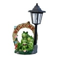 thumbnail image 4 of Estatua de rana de jardín con luz solar, realista, encantadora, lámpara artesanal, adorno de iluminación decorativo para patio, parterre de flores, 4 of 8