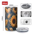 thumbnail image 4 of 20oz Coffee Tumblers Blue Sunflower Golden Leaf Pattern Stainless Steel Vacuum Insulated Travel Tumbler Coffee Cups Mug with Lid and Straw with Cleaning Brush for Cold & Hot Drinks, 4 of 5