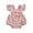 Pink, variant on Toddler Baby Girl First Birthday Romper 6 12 18 24 Months 2T 3T Letter Bow Embroidery Ruffled Flying Sleeve Infant Jumpsuit for Summer