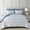 Blue, variant on 7-piece Queen size reversible boho bedding set, dark grey textured stripe ultra soft microfiber all-season complete kit with comforter, sheets & matching pillow covers