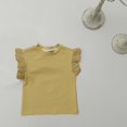 thumbnail image 4 of PEZHADA Children Solid Color Loose Girl Ruffle Sleeve Round-Neck Blouses Western Style Top, 4 of 9