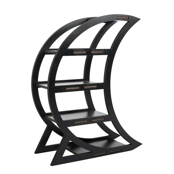 Wooden Crystal Display Shelf, Crystal Holder for Stones and Essential Oil, Black Witchy Decorative Shelves for Table Top,1 x Rack,Black