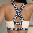 thumbnail image 4 of hoksml Women's Crisscross Back Sports Bra, LOVE Letter Print Light Support Ribbed Workout Bra, 4 of 9
