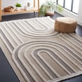 thumbnail image 2 of SAFAVIEH Urban Drew High Low Curve Striped with Fringe Area Rug, Beige/Ivory, 8' x 10', 2 of 11