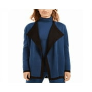 Anne Klein Women's Drapey Wide Lapel Open Front Cardigan Blue Size Small