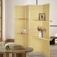 thumbnail image 6 of Fionafurn 4 Panel Room Divider with Display Shelves Folding Partition Room Privacy Screen, Natural, 6 of 7
